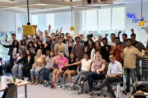 Group photo of MS in Innovation & Management students at orientation