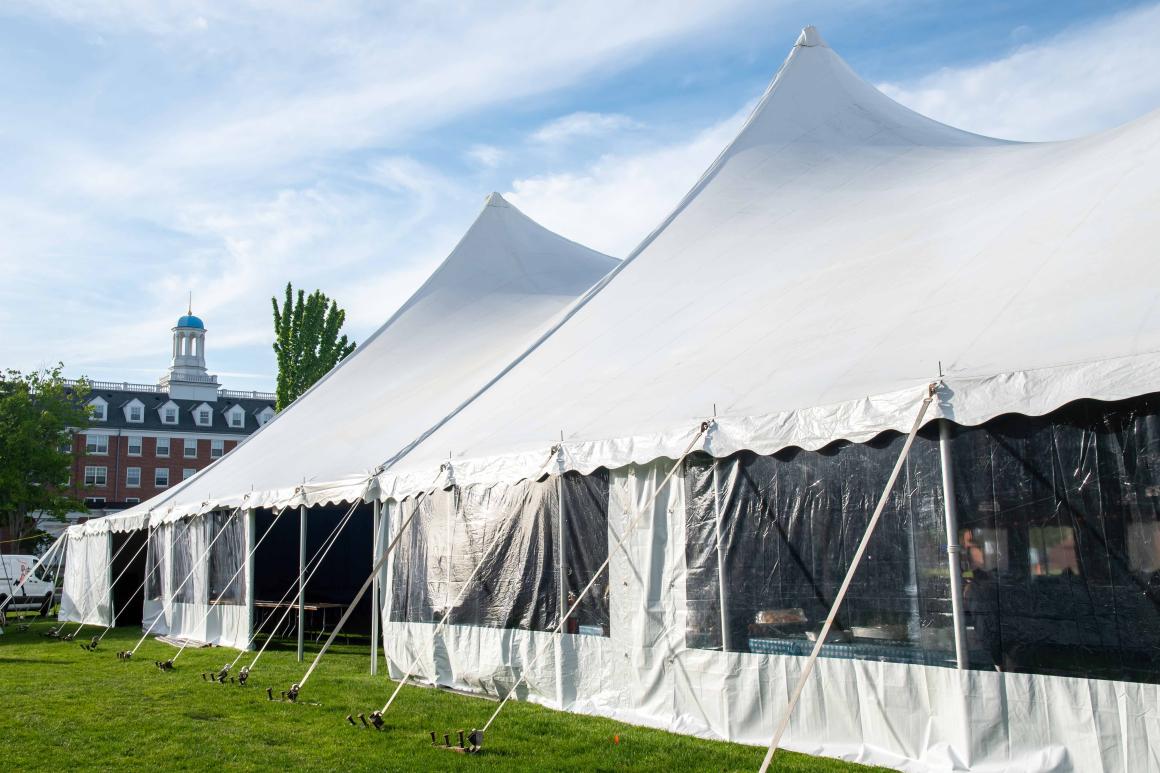 Large white tent for Backyard Bash