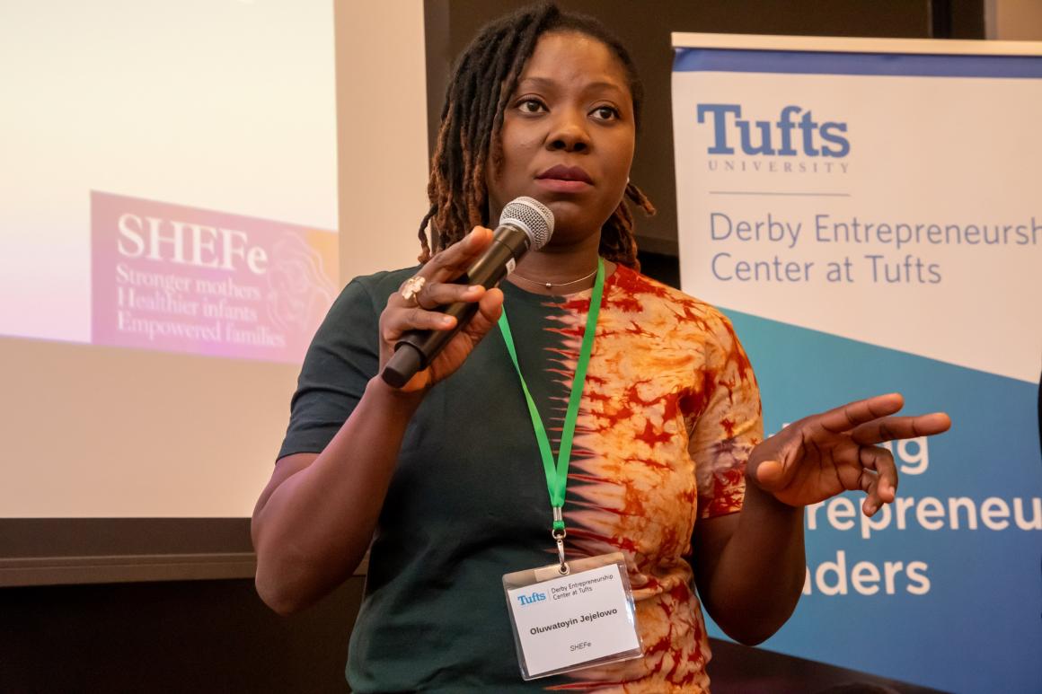 Finalist presenting at the 2025 Tufts New Venture Competition Finals