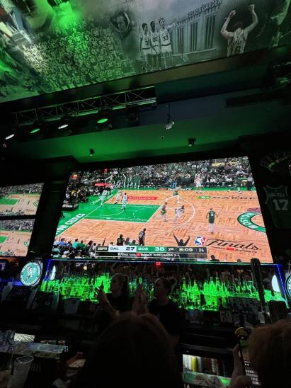 Celtics on a TV at the Greatest Bar