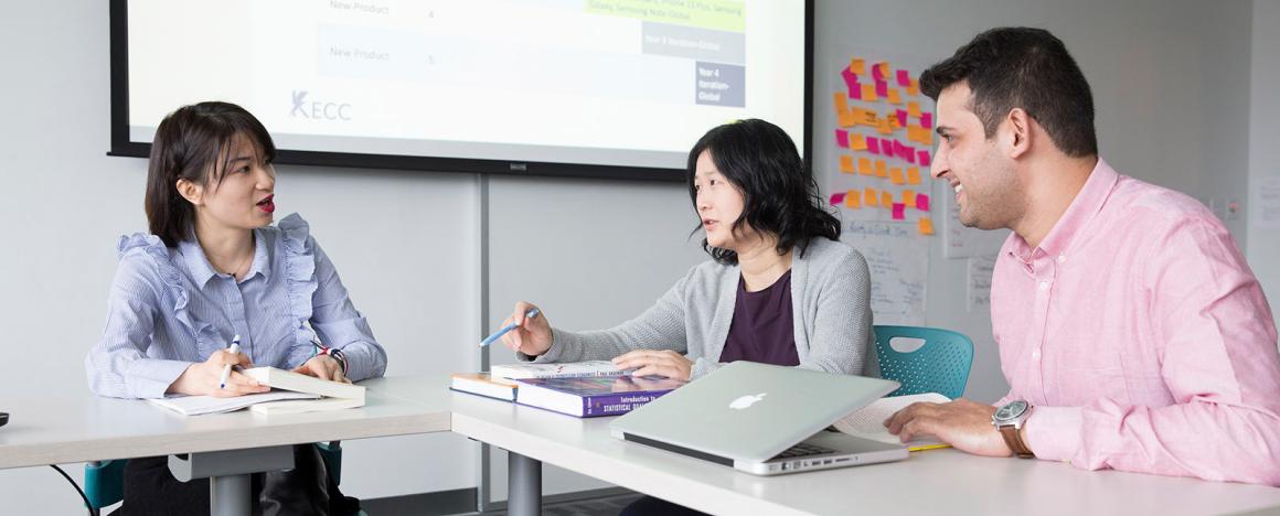 Students talking in classroom